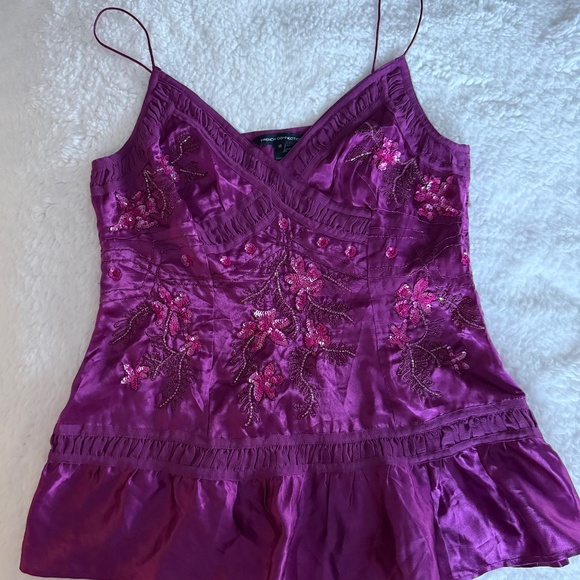 French Connection Tops - French Connection Satin Beaded & Sequin Camisole sz 10